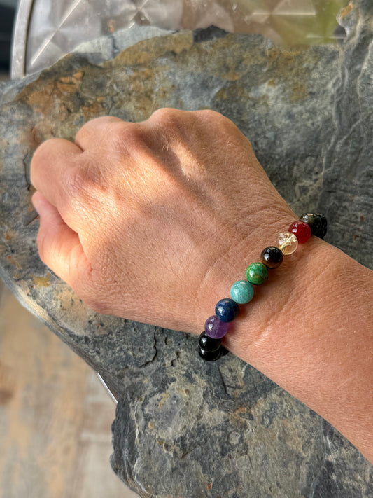 Véritable bracelet 7 Chakras en pierre naturelle