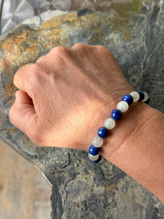 Bracelet Pierre de Lune et Lapis-Lazuli