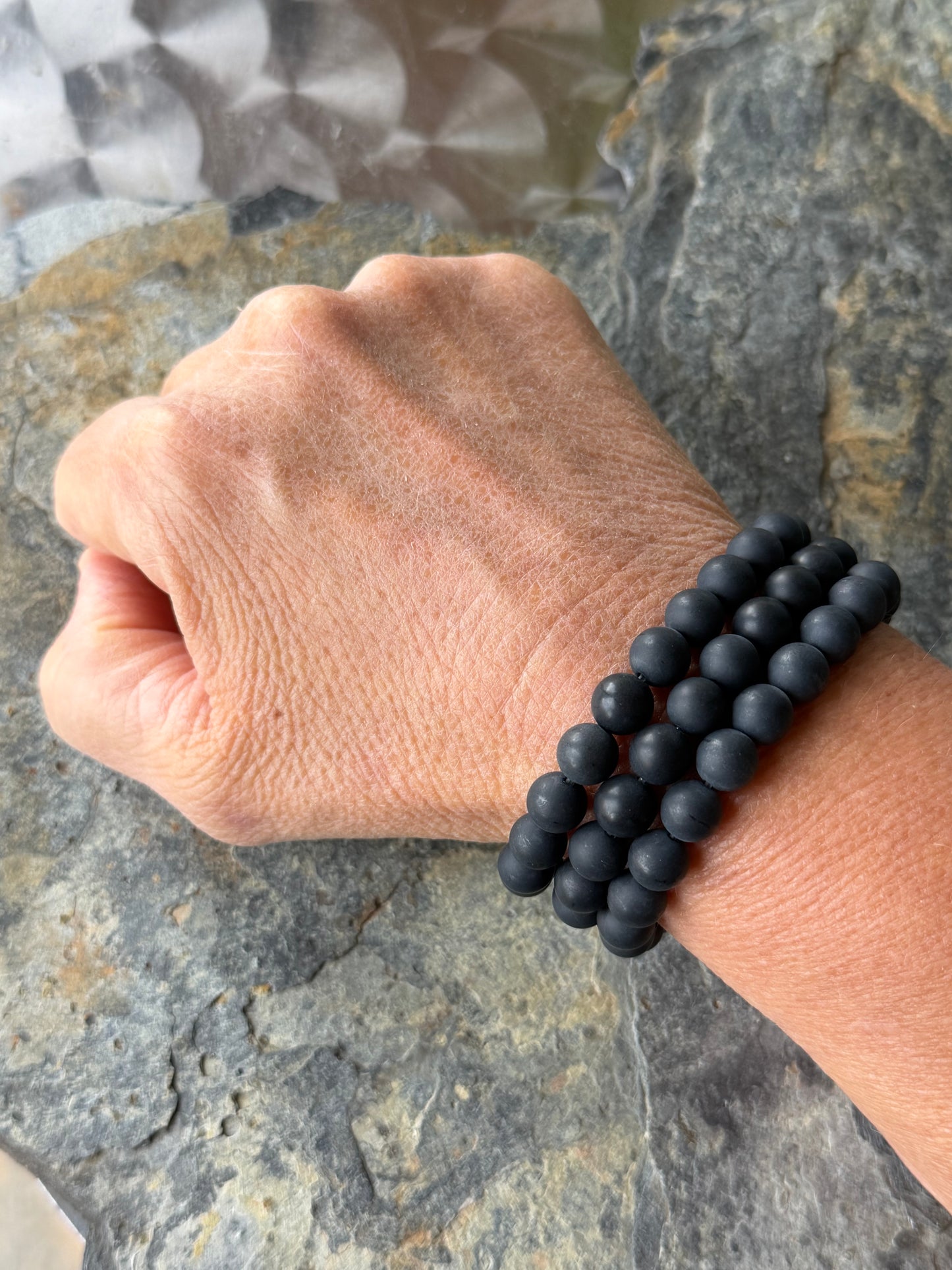 Bracelet Agate Noire Mate