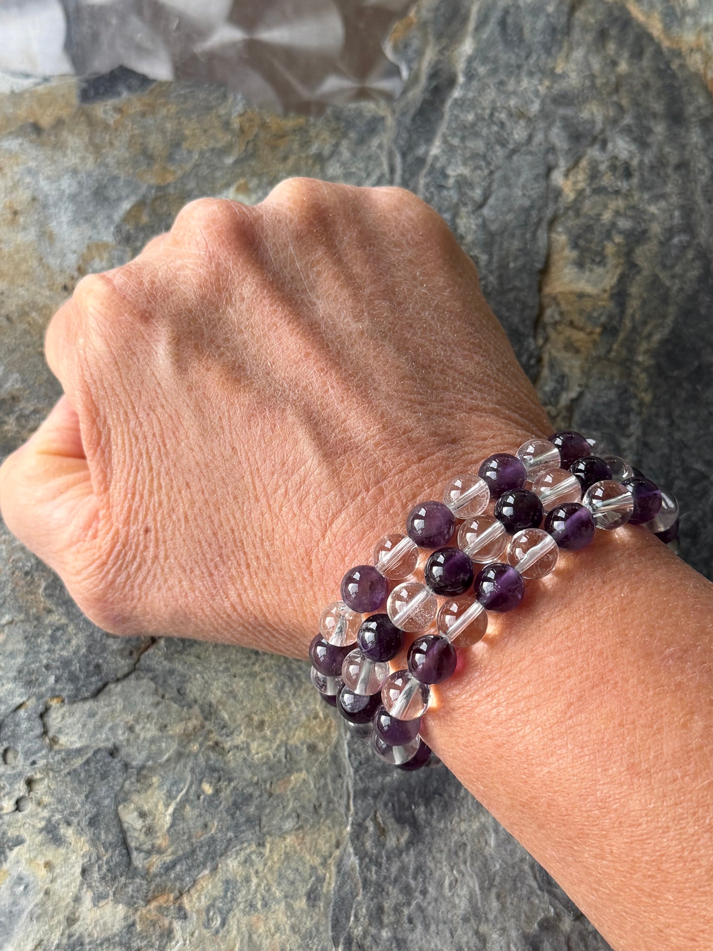 Bracelet Améthyste, Cristal de Roche