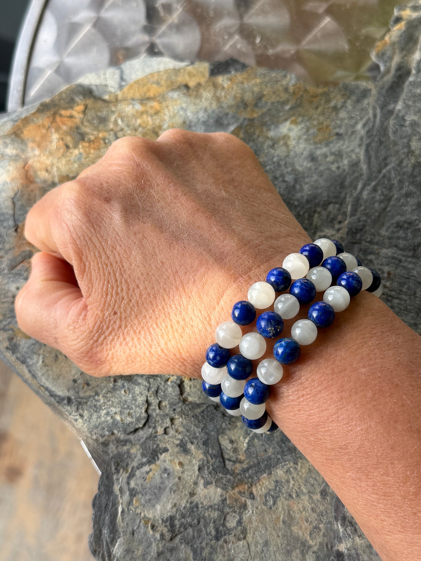 Bracelet Pierre de Lune et Lapis-Lazuli