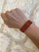 Bracelet jaspe Rouge et Cuir de Vachette