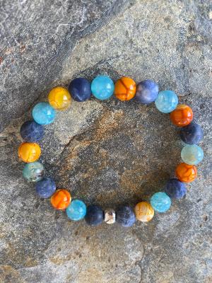 Bracelet Sodalite , Agate Bleue et Orange