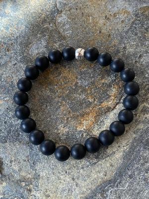 Bracelet Agates Noires Mate