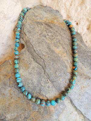 Collier Jaspe Bleu Coloré