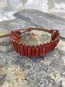 Bracelet jaspe Rouge et Cuir de Vachette