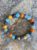 Bracelet Sodalite , Agate Bleue et Orange