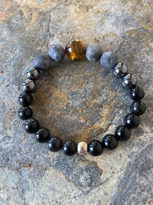 Bracelet Obsidienne-Hématite-Labradorite-Œil de Tigre