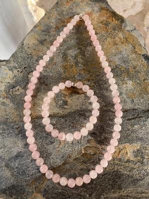 Parure Pierres Naturelles Quartz Rose