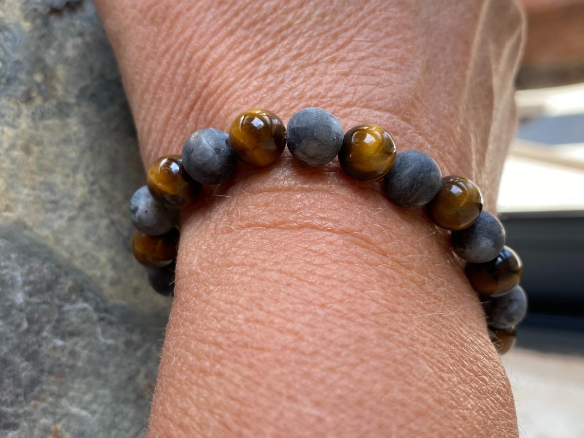 Bracelet en Labradorite et œil de Tigre