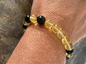 Bracelet Citrine et Obsidienne naturelle