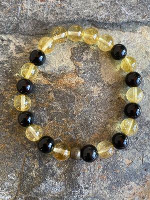 Bracelet Citrine et Obsidienne naturelle