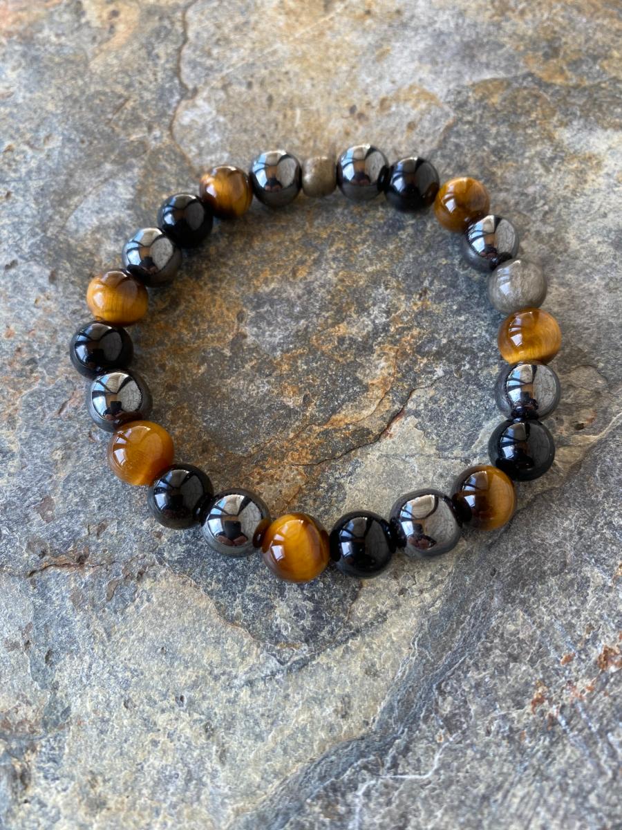 Bracelet Confiance et Protection Mix en Labradorite, Œil de Tigre 