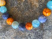 Bracelet Sodalite , Agate Bleue et Orange