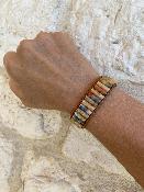 Bracelet Agates Folles et Cuir de Vachette