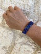 Bracelet Lapis Lazuli et Cuir de Vachette