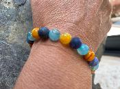 Bracelet Sodalite , Agate Bleue et Orange