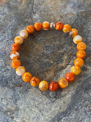 Bracelet Agate veines de dragon orange