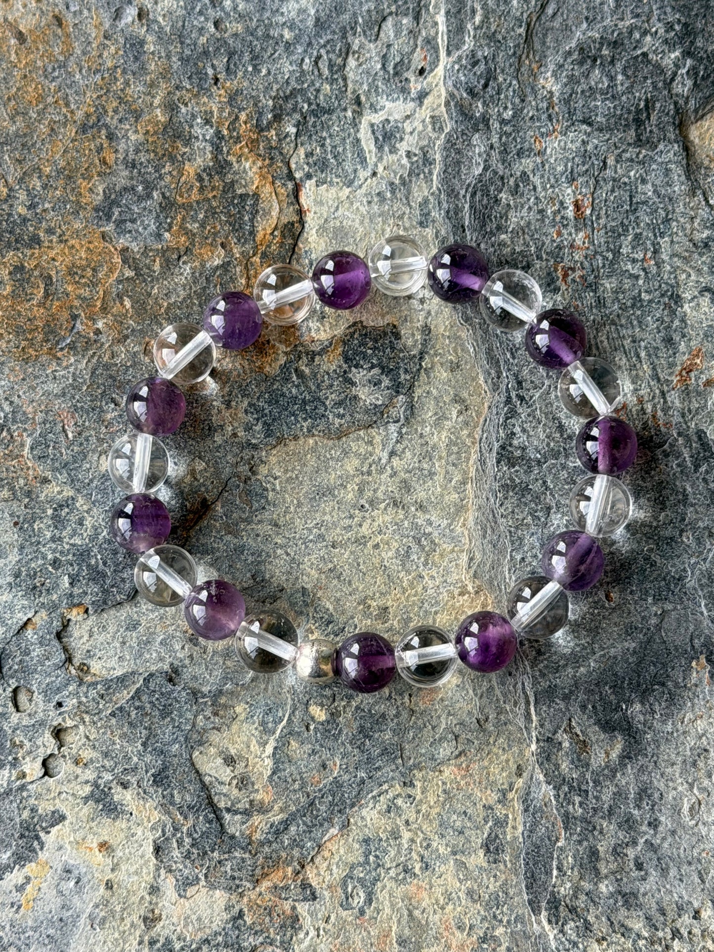 Bracelet Améthyste, Cristal de Roche