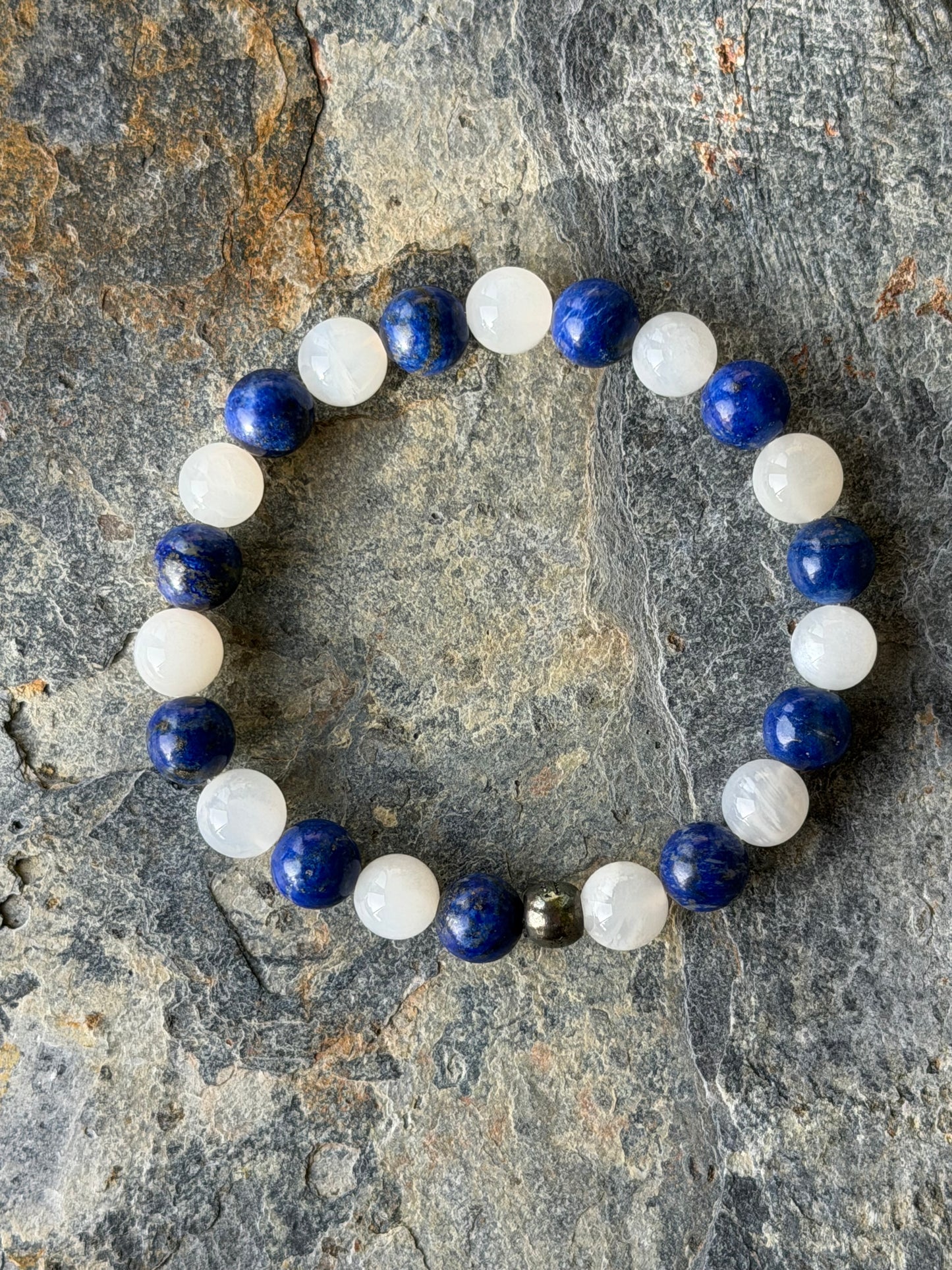 Bracelet Pierre de Lune et Lapis-Lazuli