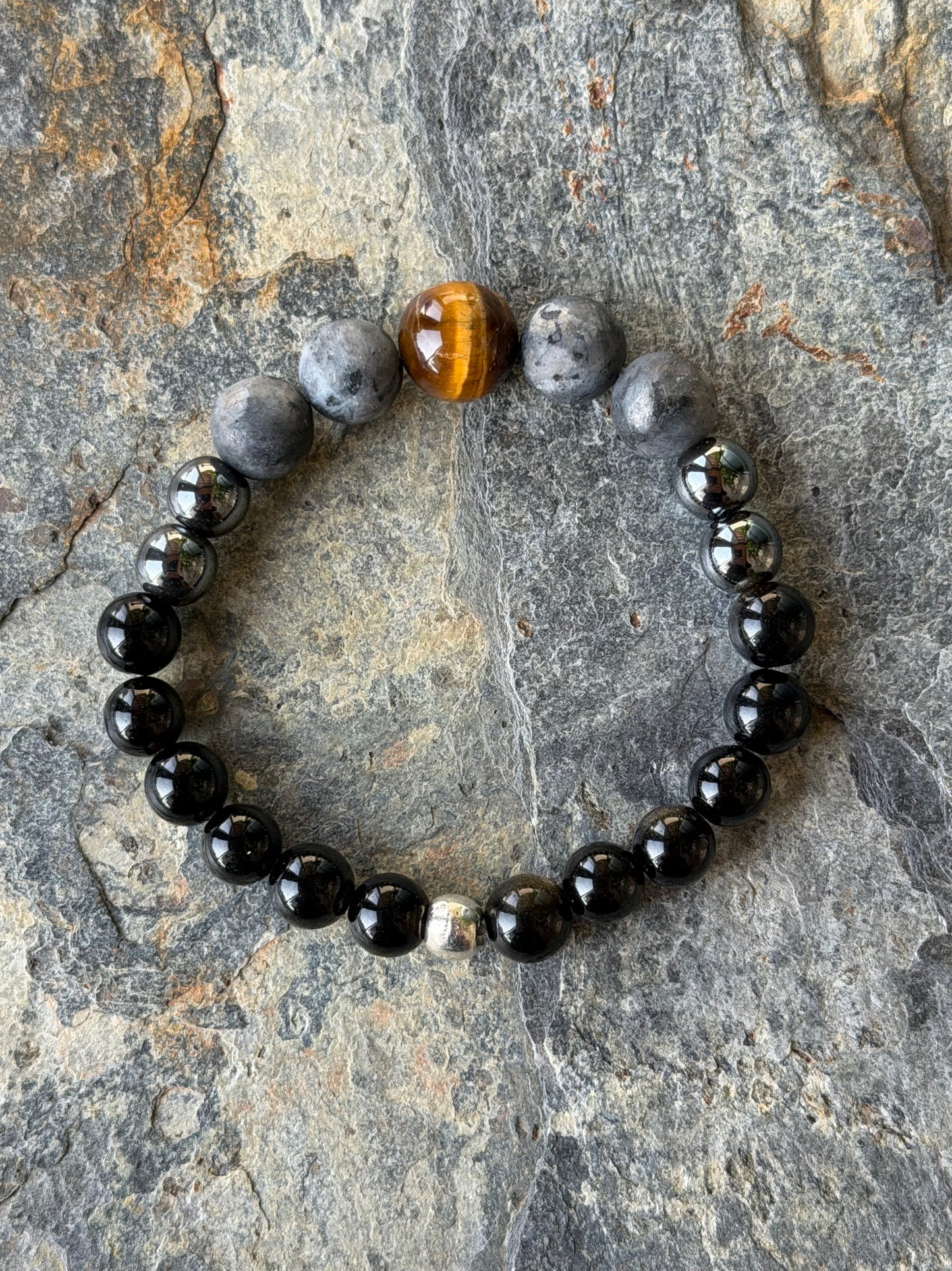 Bracelet Obsidienne-Hématite-Labradorite-Œil de Tigre