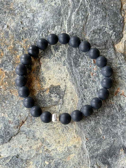 Bracelet Agate Noire Mate