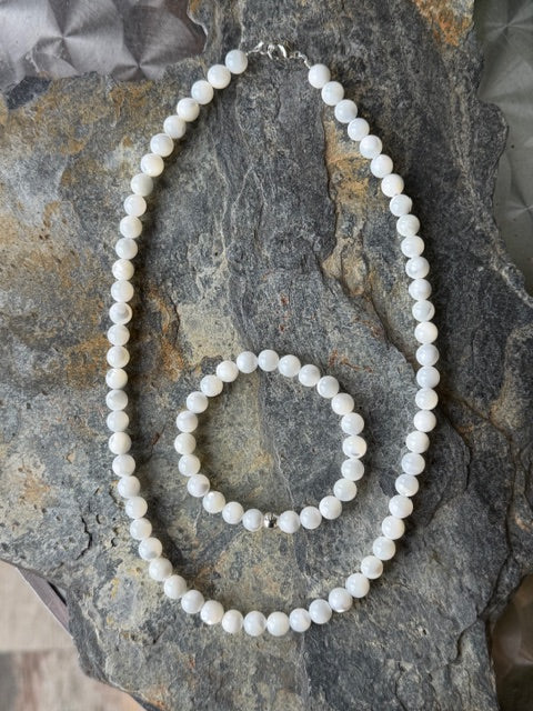 Parure Véritable Perles de Nacre Blanc