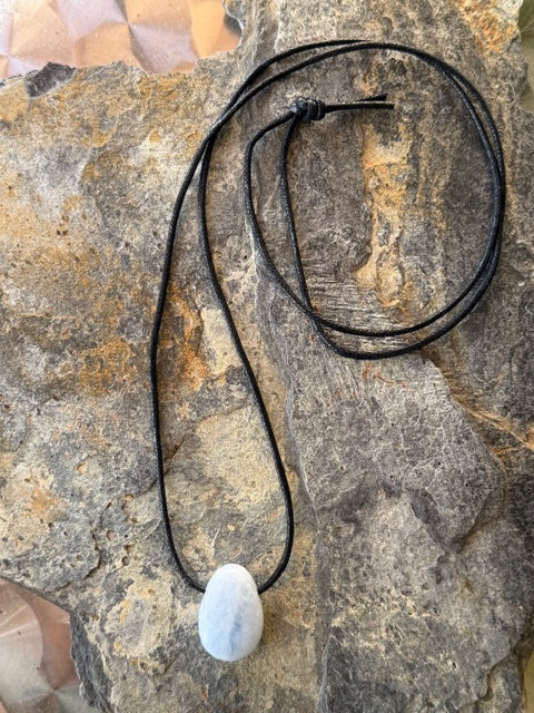 Collier Pendentif Calcite Bleue