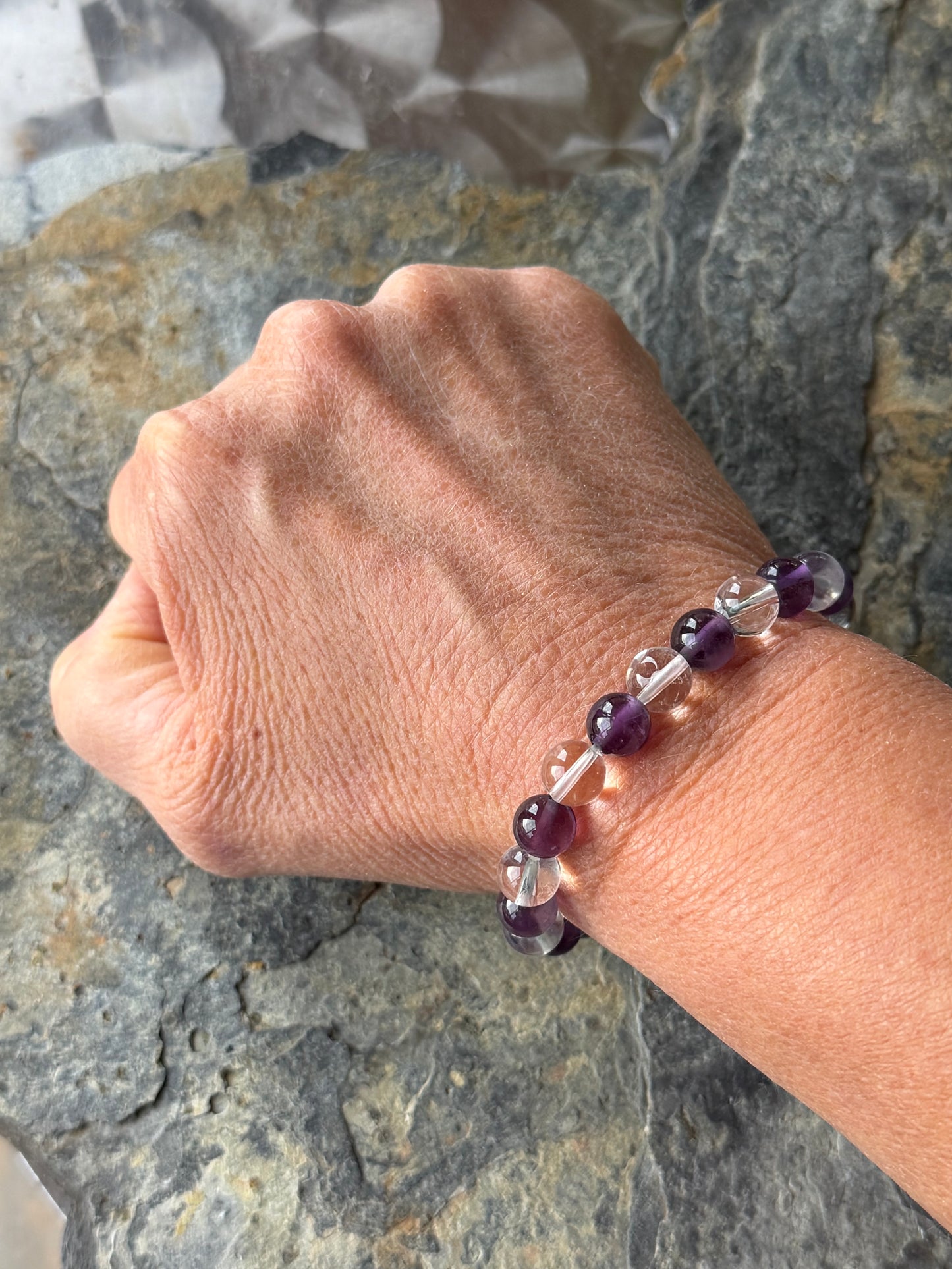 Bracelet Améthyste, Cristal de Roche