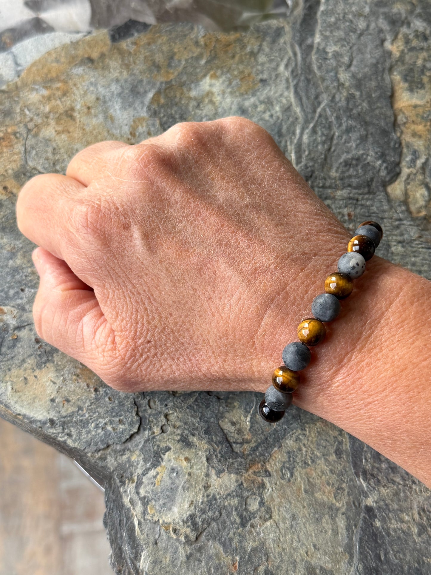 Bracelet Labradorite et Œil de Tigre