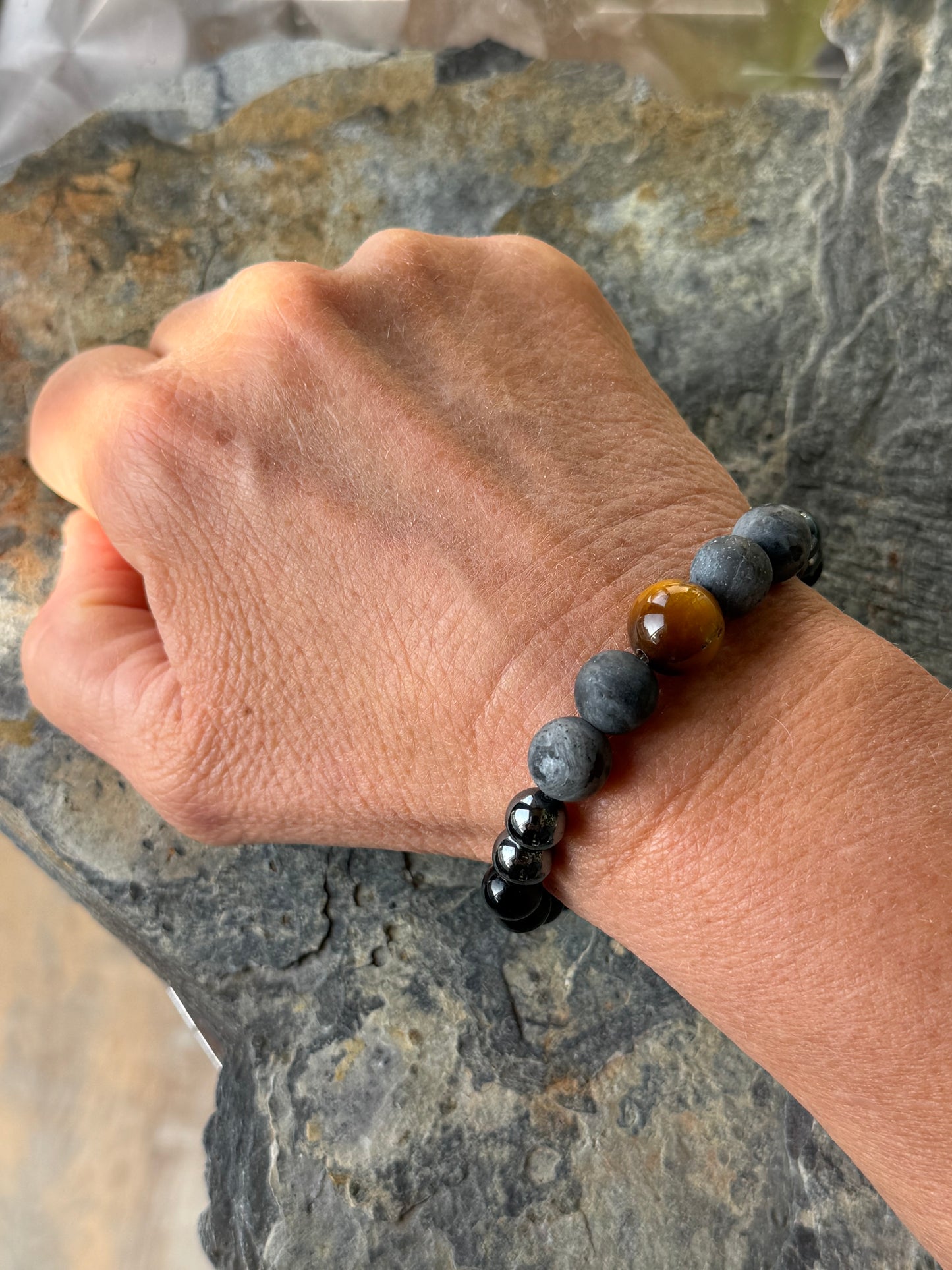 Bracelet Obsidienne-Hématite-Labradorite-Œil de Tigre