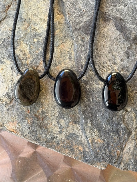 Collier Pendentif Obsidienne