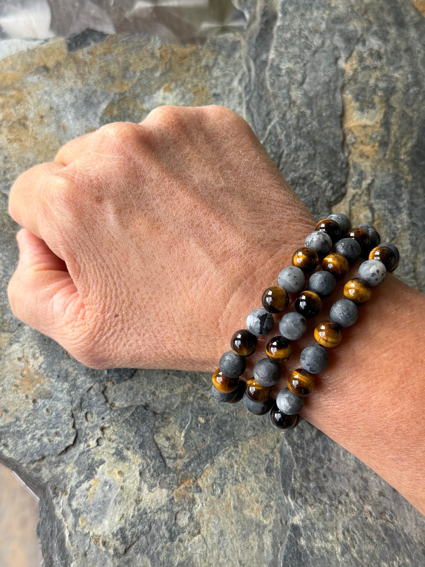 Bracelet Labradorite et Œil de Tigre