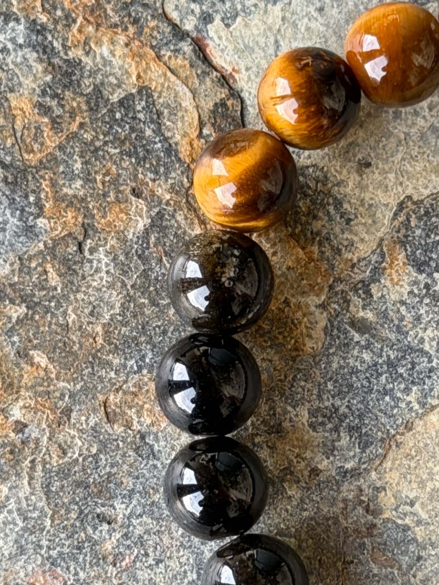 Bracelet Obsidienne et Œil de Tigre