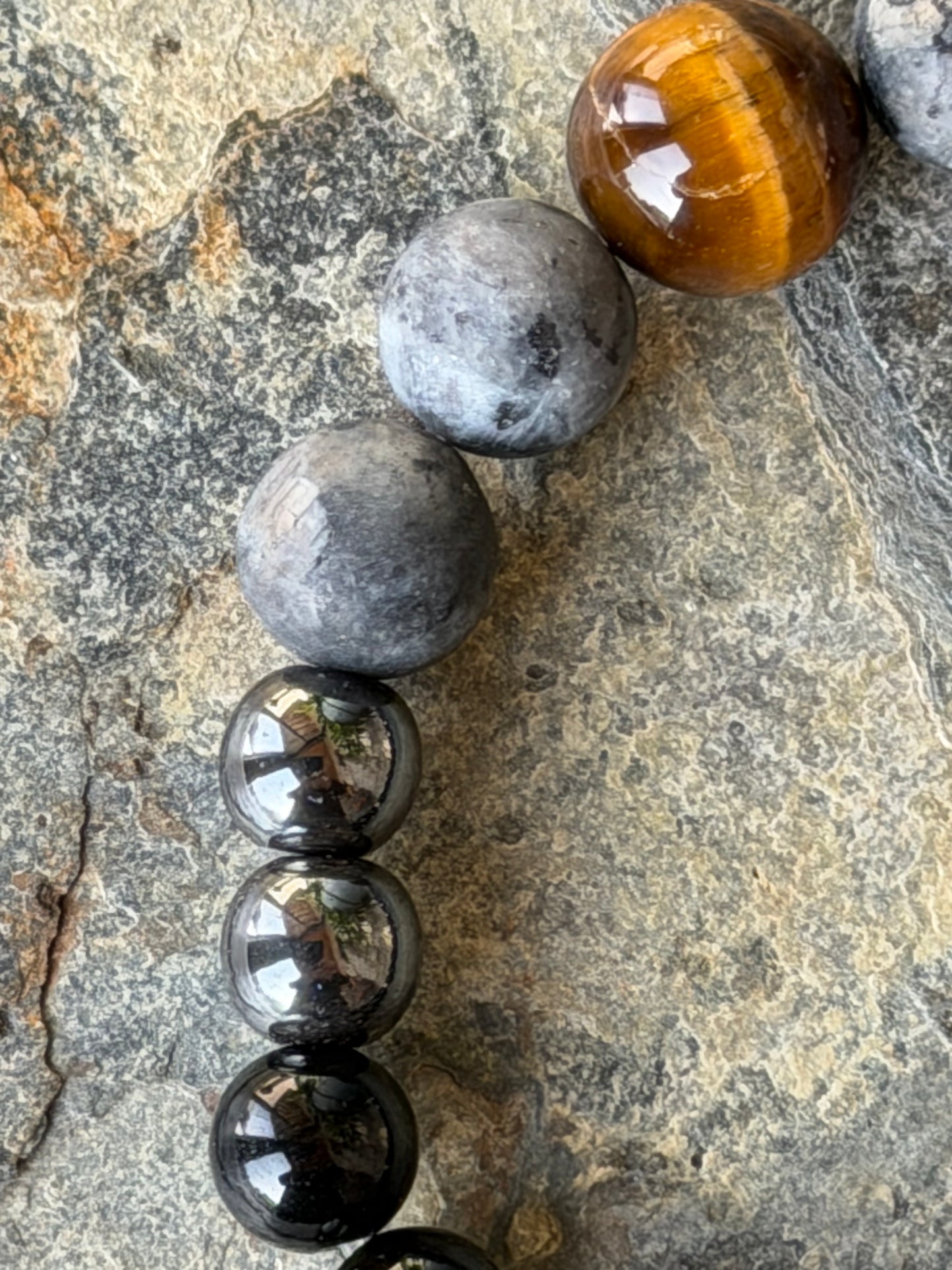 Bracelet Obsidienne-Hématite-Labradorite-Œil de Tigre